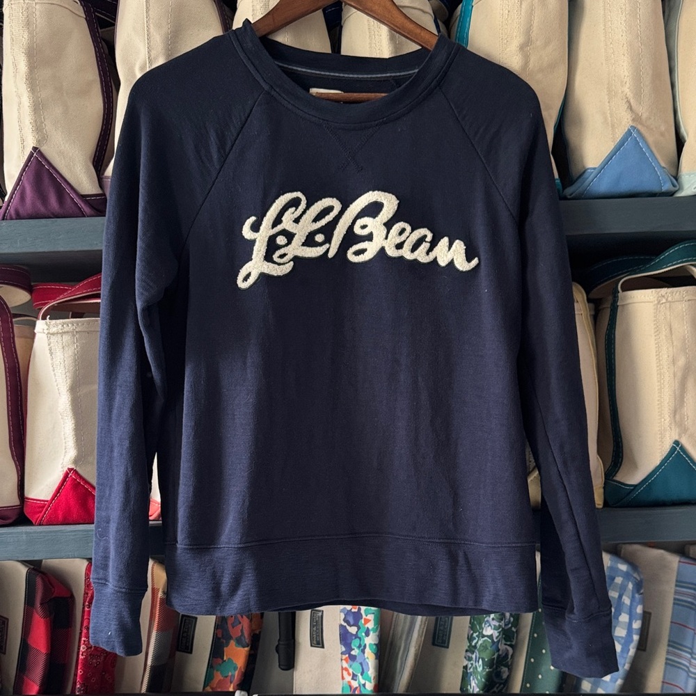 SOLD L.L Bean Navy Sweatshirt with White Chenille Logo Small